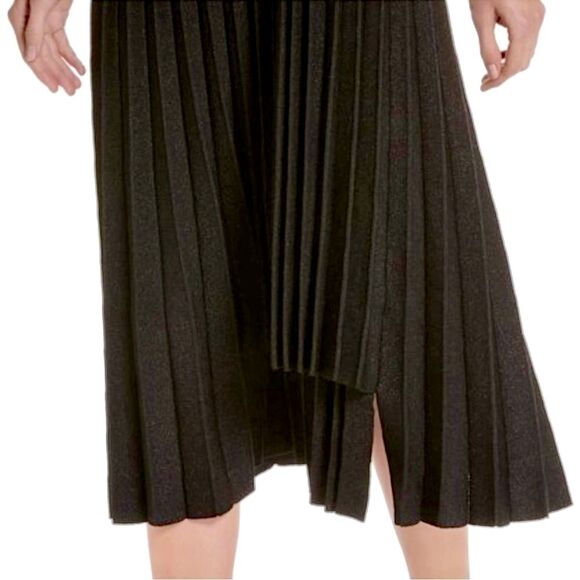 Lewit Metallic Black Pleated Knit Midi Skirt - Picture 4 of 9